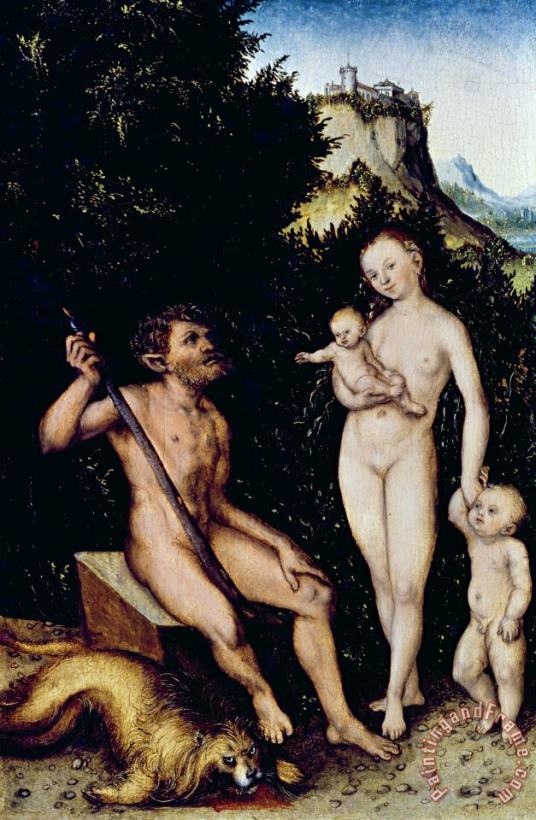 The Faun Family painting - Lucas Cranach The Younger The Faun Family Art Print