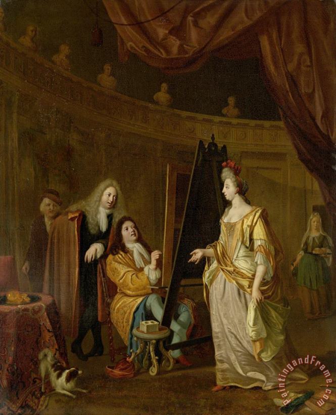 Ludolf Backhuysen An Artist in His Studio, Painting The Portrait of a Lady Art Print