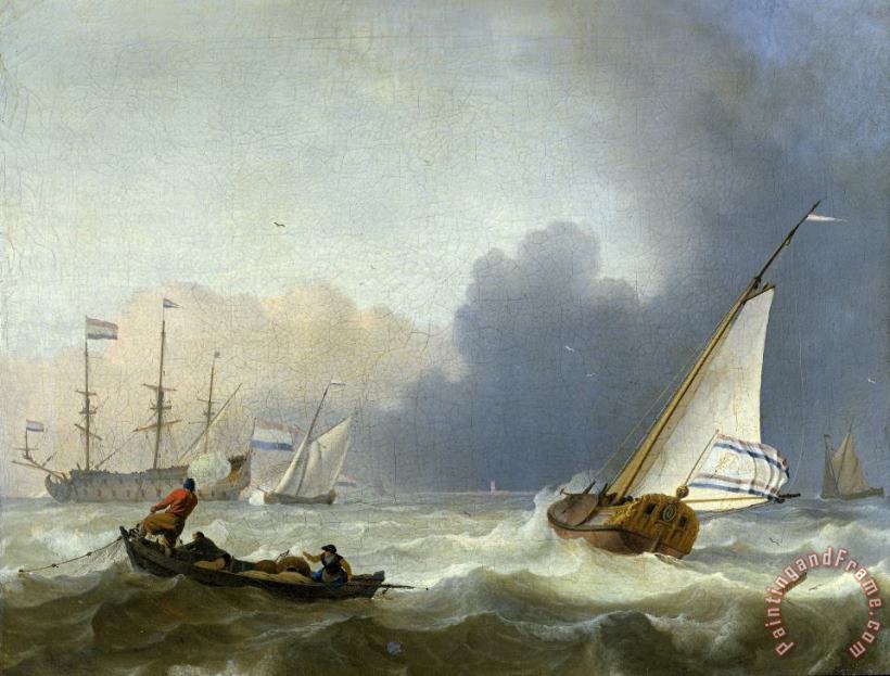 Rough Sea with a Dutch Yacht Under Sail painting - Ludolf Backhuysen Rough Sea with a Dutch Yacht Under Sail Art Print