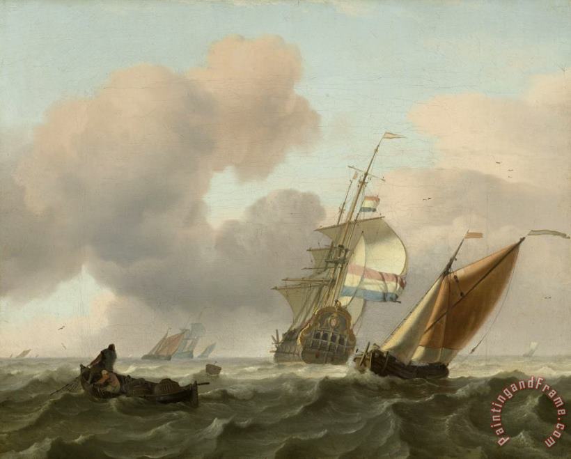 Ludolf Backhuysen Rough Sea with Ships Art Print