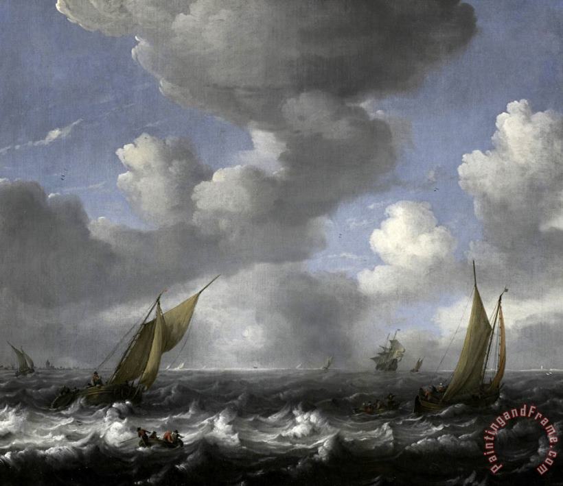 Ludolf Backhuysen Seascape And Fishing Boats Art Print