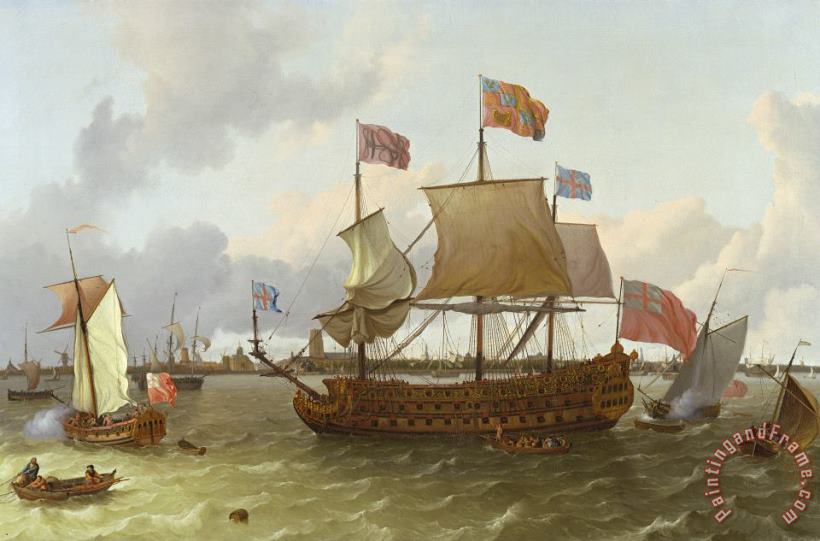 The Britannia in Rotterdam painting - Ludolf Backhuysen The Britannia in Rotterdam Art Print