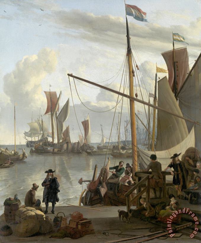 The Y at Amsterdam, Seen From The Mosselsteiger painting - Ludolf Backhuysen The Y at Amsterdam, Seen From The Mosselsteiger Art Print