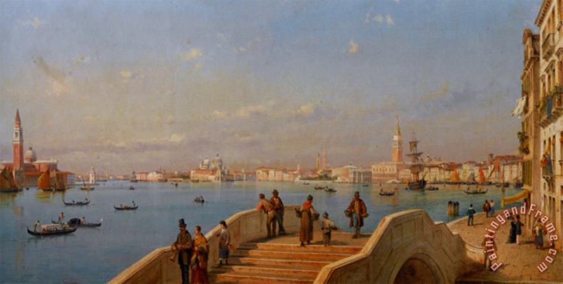 View of The Lagoon painting - Luigi Querena View of The Lagoon Art Print