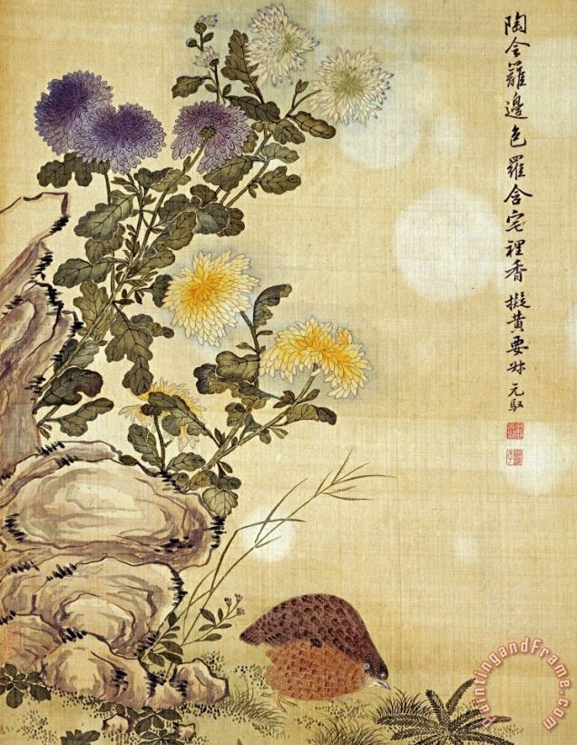 Chrysanthemums And Quail painting - Ma Yuanyu Chrysanthemums And Quail Art Print