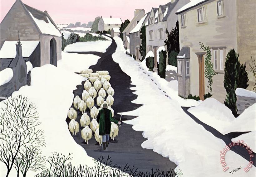 Whittington in winter painting - Maggie Rowe Whittington in winter Art Print