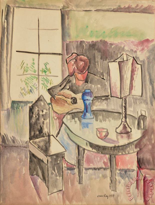 Ridgefield Interior (donna Playing The Guitar), 1914 painting - Man Ray Ridgefield Interior (donna Playing The Guitar), 1914 Art Print