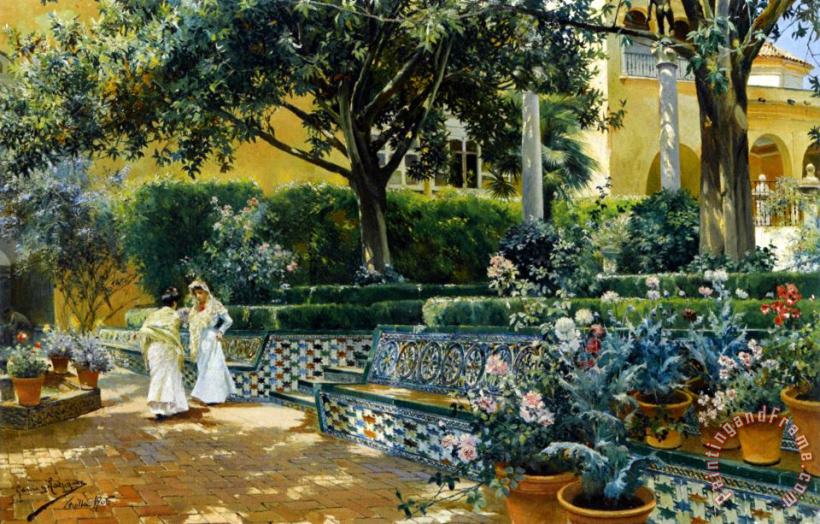Gardens of The Alcazar Seville painting - Manuel Garcia y Rodriguez Gardens of The Alcazar Seville Art Print