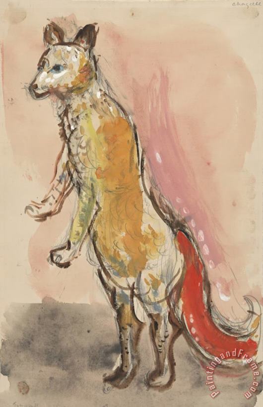 A Fox, Costume Design for Aleko (scene Iv). (1942) painting - Marc Chagall A Fox, Costume Design for Aleko (scene Iv). (1942) Art Print