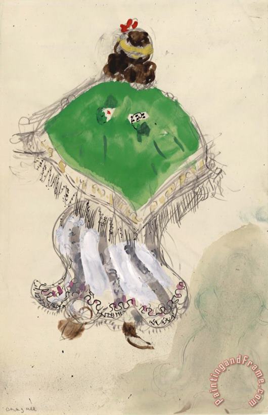A Gypsy. Costume Design for Scene I of The Ballet Aleko. (1942) painting - Marc Chagall A Gypsy. Costume Design for Scene I of The Ballet Aleko. (1942) Art Print