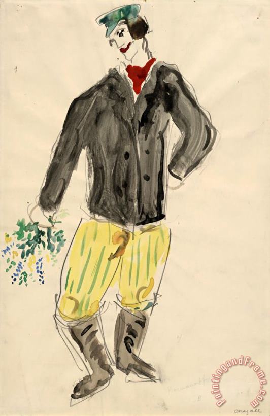 A Peasant, Costume Design for Aleko (scene Iii). (1942) painting - Marc Chagall A Peasant, Costume Design for Aleko (scene Iii). (1942) Art Print