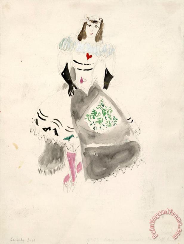 A Society Lady, Costume Design for Aleko (scene Iv). (1942) painting - Marc Chagall A Society Lady, Costume Design for Aleko (scene Iv). (1942) Art Print
