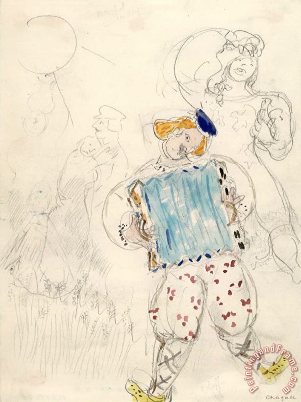 A Young Boy, Costume Design for Aleko (scene Iii). (1942) painting - Marc Chagall A Young Boy, Costume Design for Aleko (scene Iii). (1942) Art Print