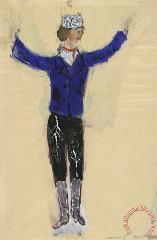 Aleko, Costume Design for Aleko (scene I). (1942) painting - Marc Chagall Aleko, Costume Design for Aleko (scene I). (1942) Art Print