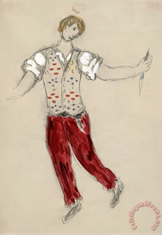 Aleko. Costume Design for The Ballet Aleko. (1942) painting - Marc Chagall Aleko. Costume Design for The Ballet Aleko. (1942) Art Print