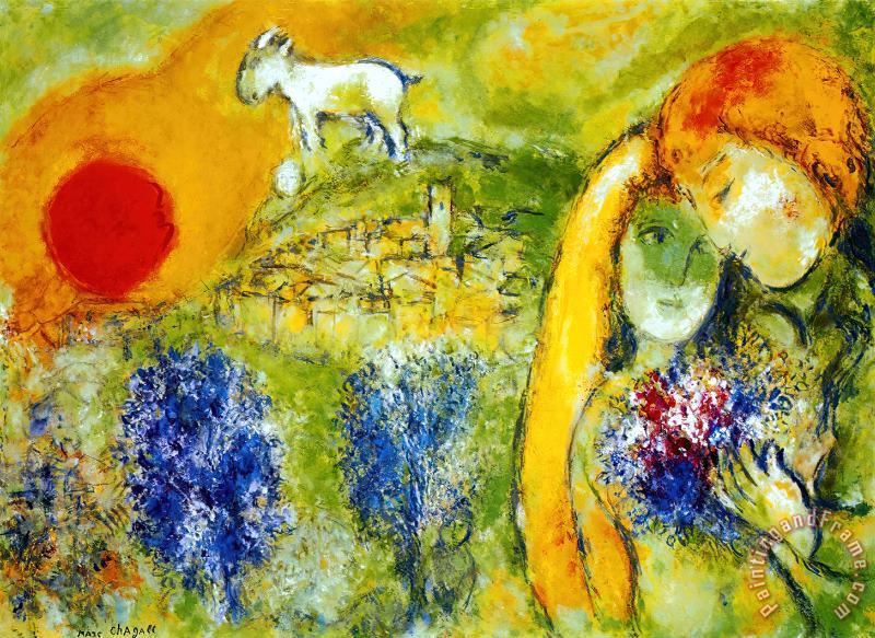 Amoureux De Vence painting - Marc Chagall Amoureux De Vence Art Print