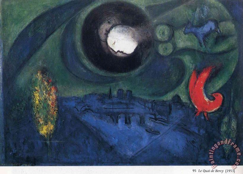 Bercy Enbankement 1953 painting - Marc Chagall Bercy Enbankement 1953 Art Print