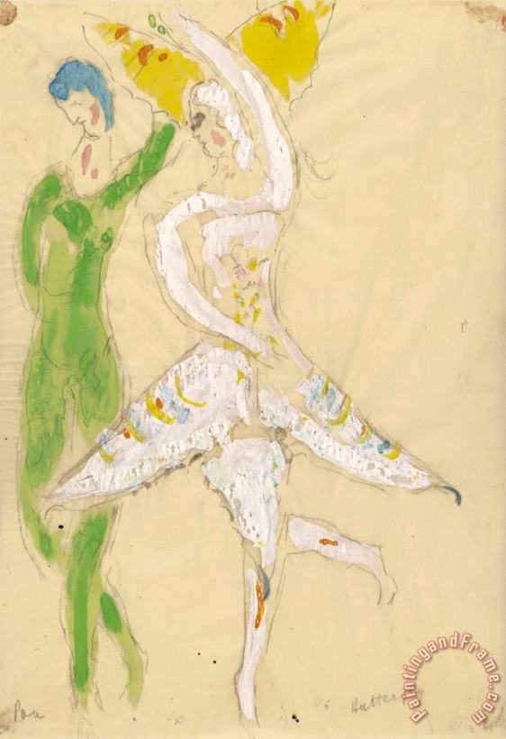 Costume for Butterfly, Costume Design for Aleko (scene Iv). (1942) painting - Marc Chagall Costume for Butterfly, Costume Design for Aleko (scene Iv). (1942) Art Print