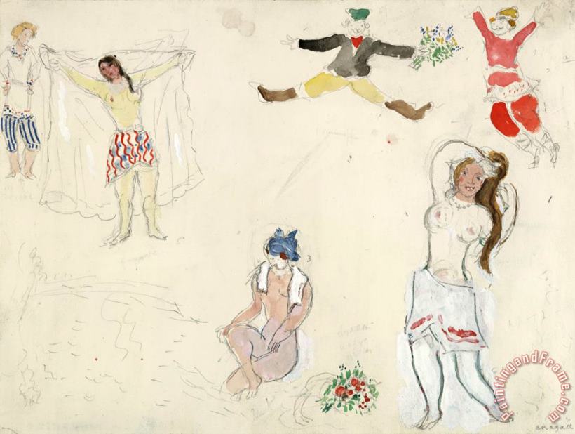 Marc Chagall Costumes for Bathers And Peasants, Costume Design for Aleko. (1942) Art Print