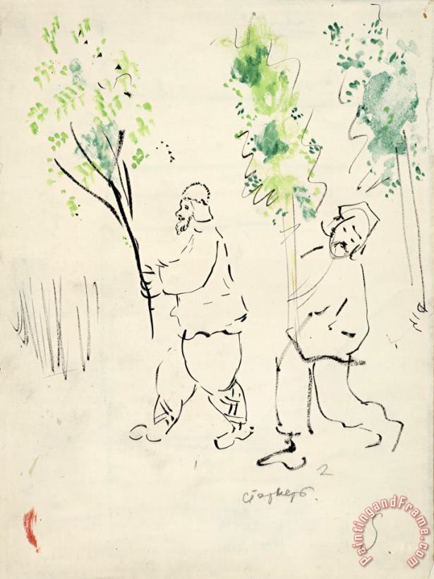 Marc Chagall Dancing Birch Treee, Sketch for The Choreographer for Aleko (scene Iii). (1942) Art Print