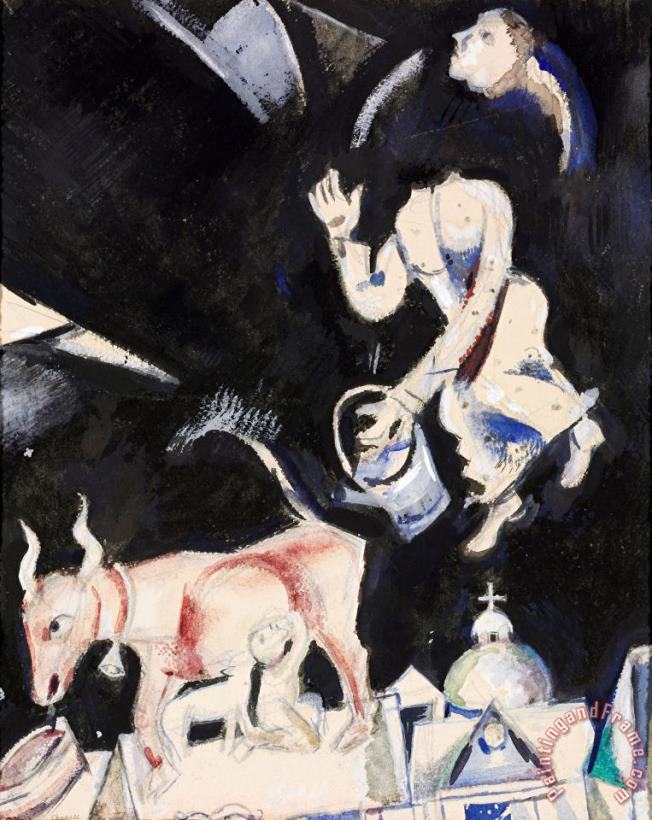 Marc Chagall Donkey on The Roof Art Painting