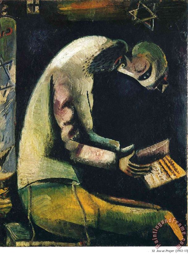 Jew at Prayer 1913 painting - Marc Chagall Jew at Prayer 1913 Art Print
