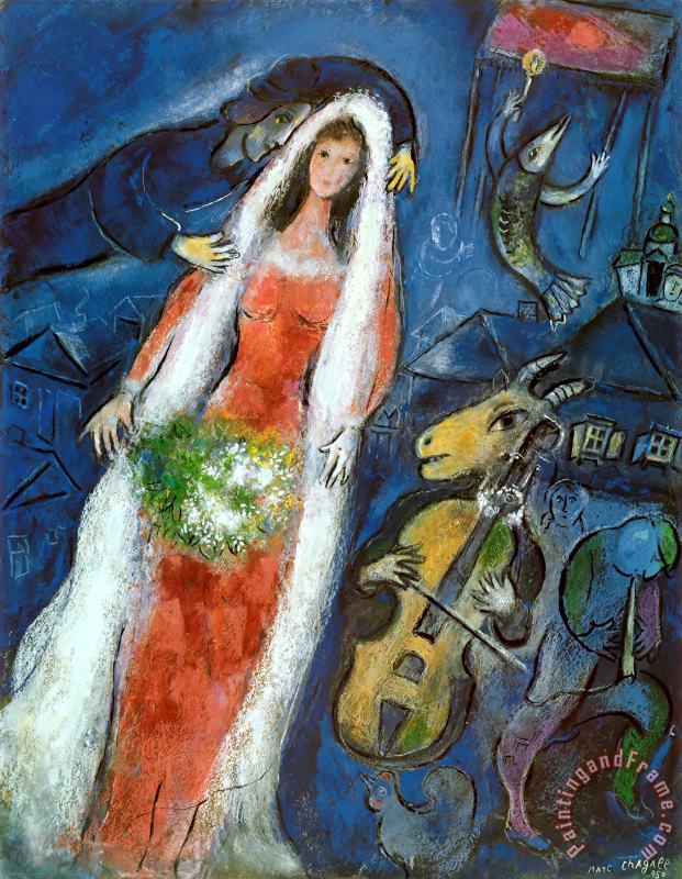 La Mariee painting - Marc Chagall La Mariee Art Print
