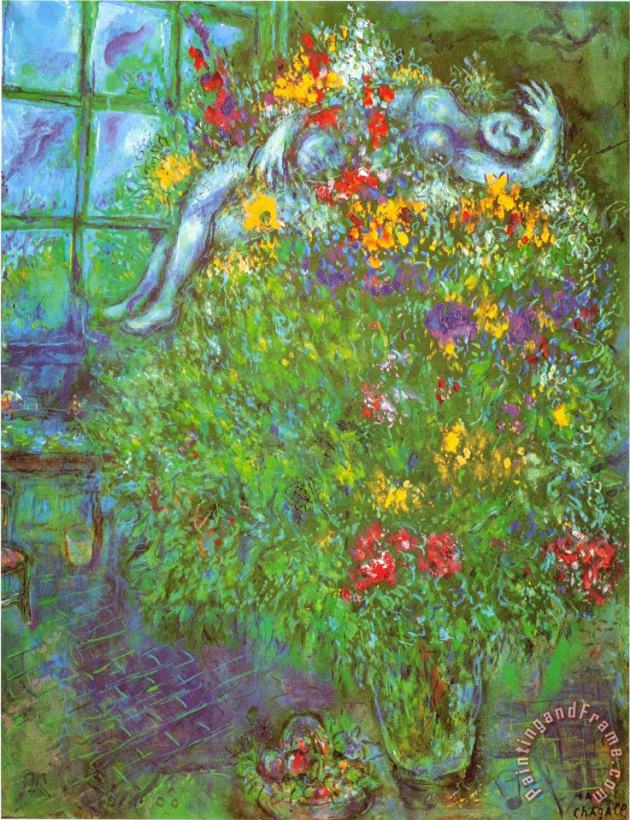 Marc Chagall Le Bouquet Ardent Art Painting