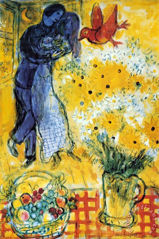 Les Amoureux painting - Marc Chagall Les Amoureux Art Print