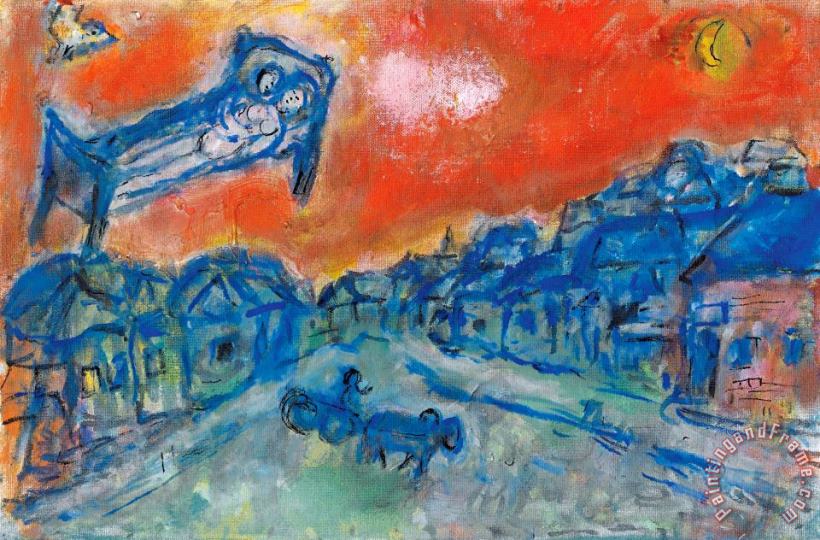 Les Amoureux Dans Le Ciel Rouge De Vitebsk painting - Marc Chagall Les Amoureux Dans Le Ciel Rouge De Vitebsk Art Print
