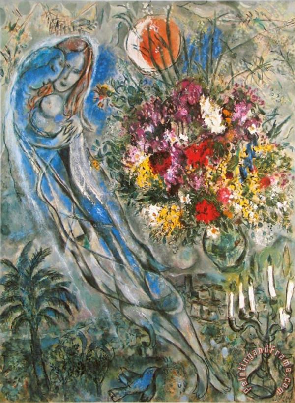 Les Amoureux En Gris C 1960 painting - Marc Chagall Les Amoureux En Gris C 1960 Art Print