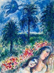 Marc Chagall Les Amoureux Sous Les Palmiers a Antibes, 1969