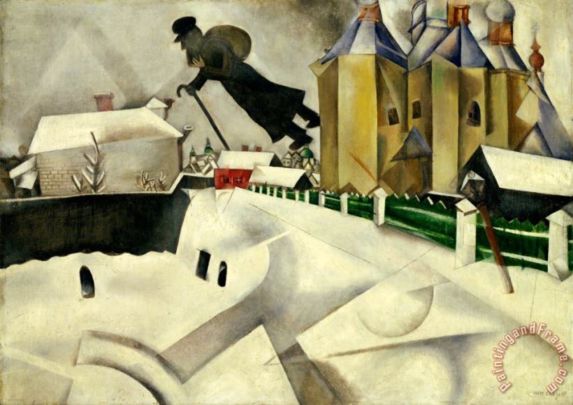 Over Vitebsk. 1915 20 (after a Painting of 1914) painting - Marc Chagall Over Vitebsk. 1915 20 (after a Painting of 1914) Art Print
