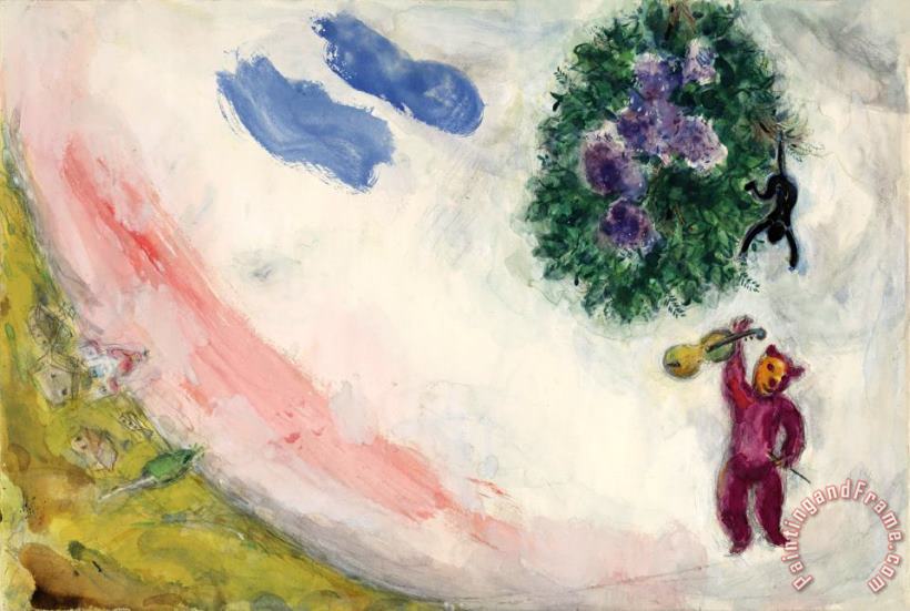 Marc Chagall The Carnival. Study for Backdrop for Scene II of The Ballet Aleko. (1942) Art Painting
