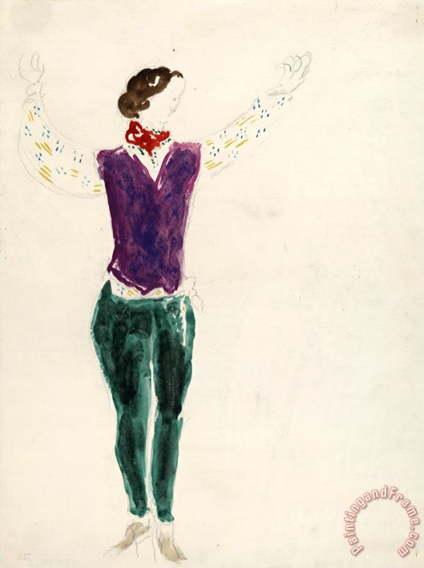 Marc Chagall The Gypsy Lover. Costume Design for Scene I of The Ballet Aleko. (1942) Art Painting