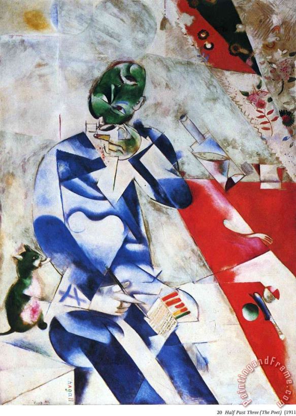 Marc Chagall The Poet Or Half Past Three 1912 Art Painting