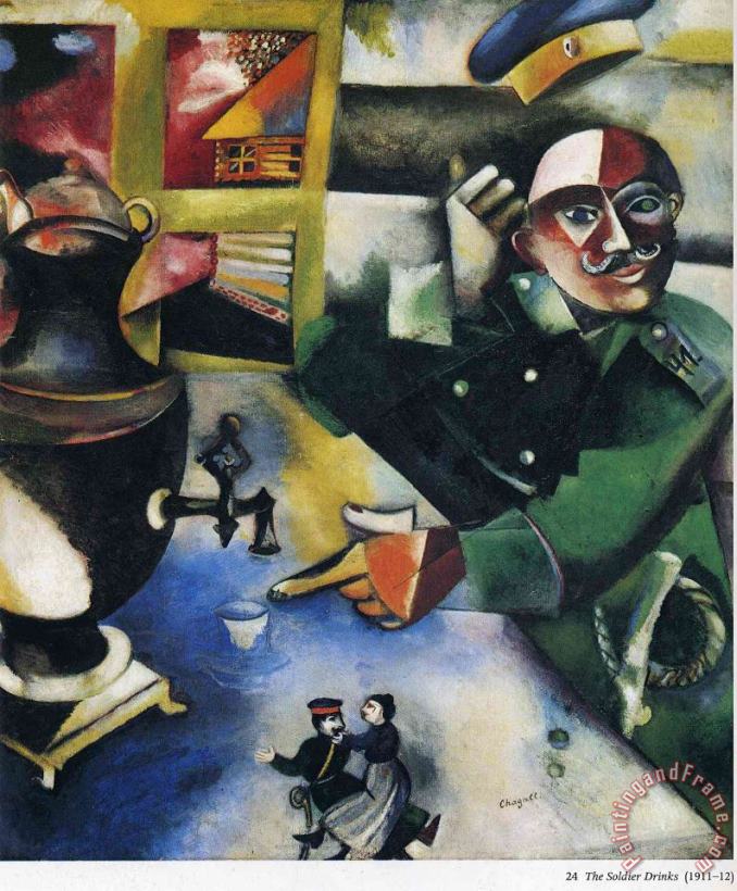 The Soldier Drinks 1912 painting - Marc Chagall The Soldier Drinks 1912 Art Print
