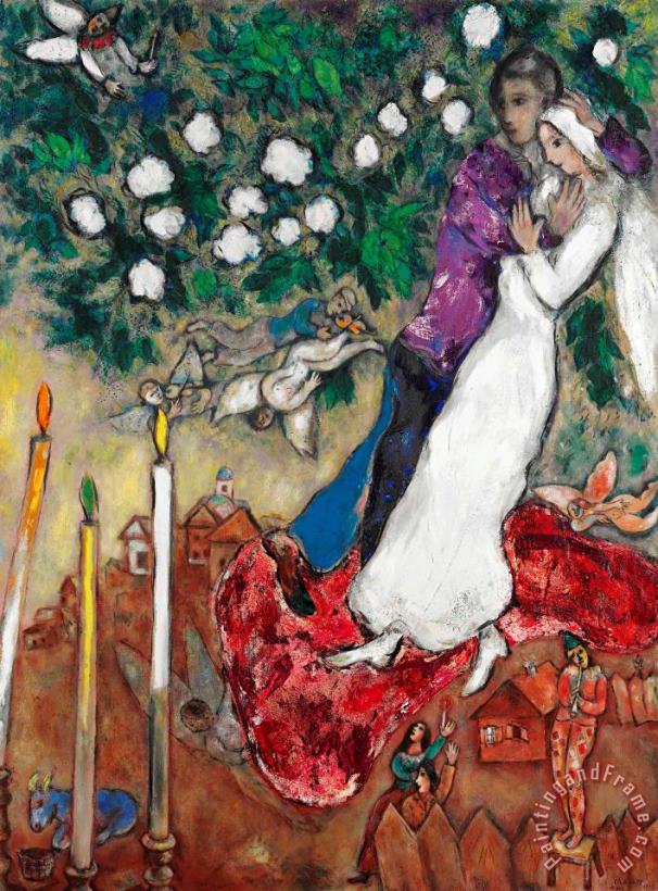 Three Candles painting - Marc Chagall Three Candles Art Print