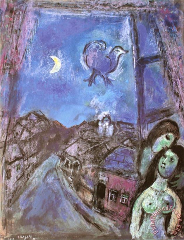 Window in The Evening painting - Marc Chagall Window in The Evening Art Print