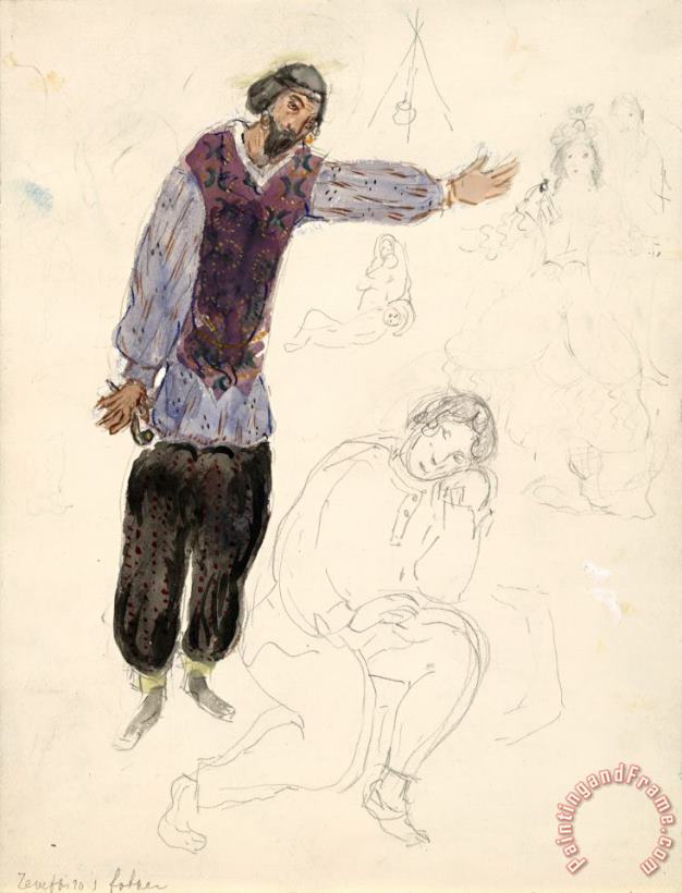 Marc Chagall Zemphira's Father, Costume Design for Aleko (scene I). (1942) Art Painting