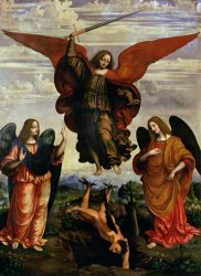 Marco DOggiono - The Archangels triumphing over Lucifer painting