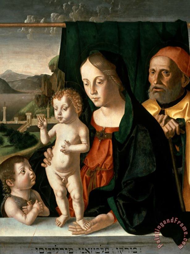 Marco Palmezzano Holy Family with The Infant Saint John The Baptist Art Painting
