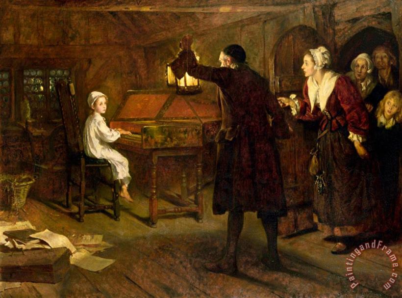 The Child Handel Discovered by his Parents painting - Margaret Isabel Dicksee The Child Handel Discovered by his Parents Art Print