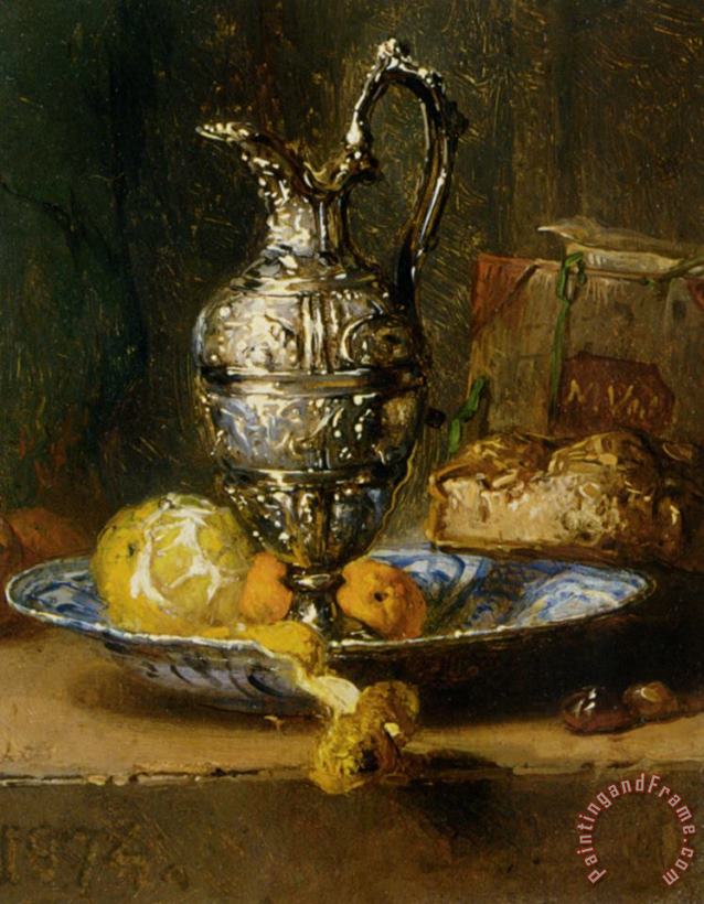 Maria Vos A Still Life with a Lemon, Oranges, Bread, And a Pitcher Art Painting