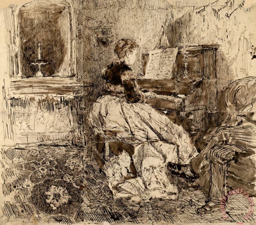Mariano Jose Maria Bernardo Fortuny Y Carbo Cecilia De Madrazo Playing The Piano Art Painting