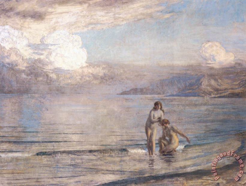 Marie Auguste Emile Rene Menard Bathers on The Beach Art Painting