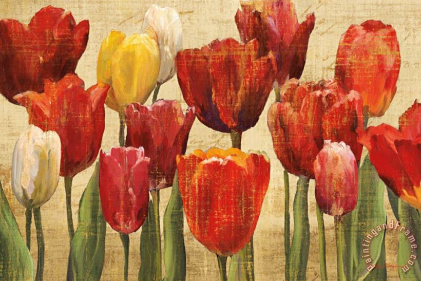 Tulip Fantasy on Cream painting - Marilyn Hageman Tulip Fantasy on Cream Art Print