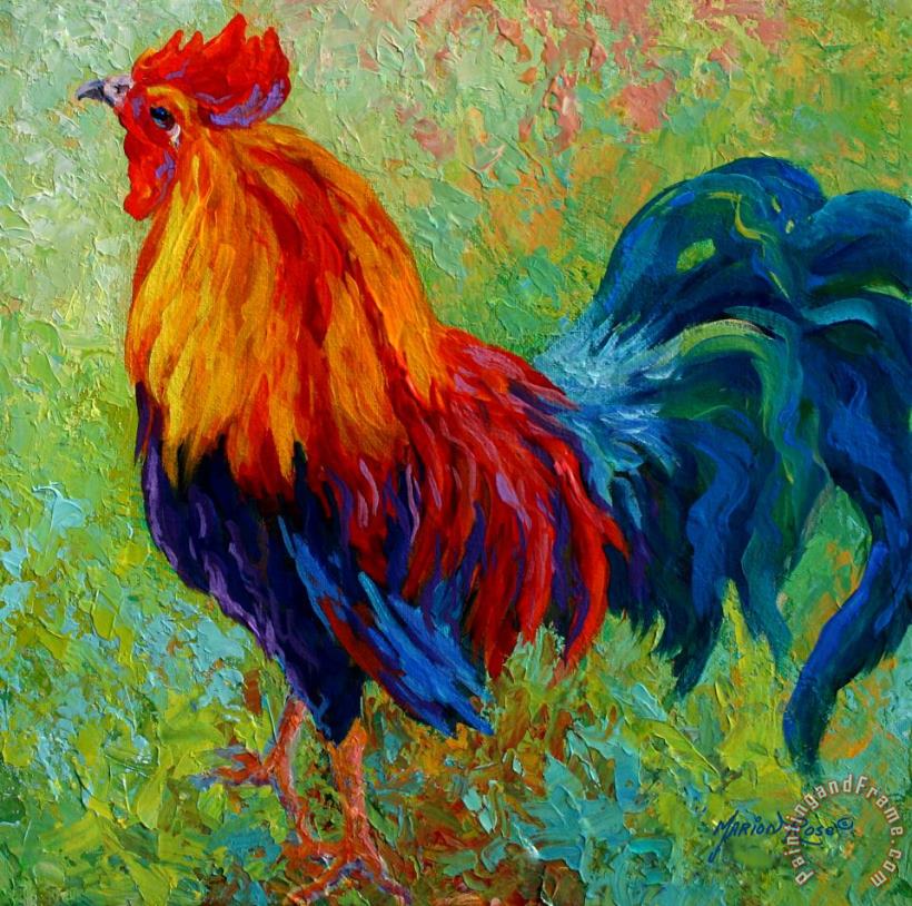 Band Of Gold - Rooster painting - Marion Rose Band Of Gold - Rooster Art Print