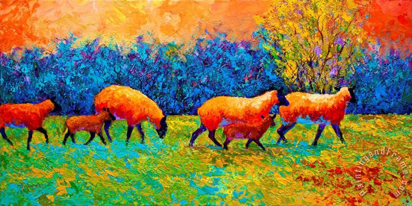 Blackberries and Sheep II painting - Marion Rose Blackberries and Sheep II Art Print