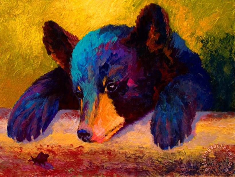 Chasing Bugs - Black Bear Cub painting - Marion Rose Chasing Bugs - Black Bear Cub Art Print